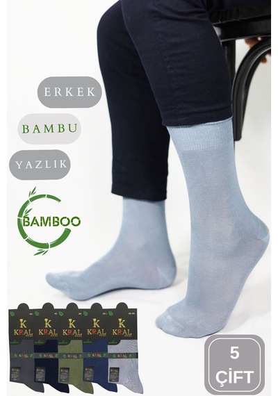 Kral Socks Bambu Erkek Soket Düz Uzun Çorap Klasik Yazlık Dikişsiz 5'li Çok Renkli