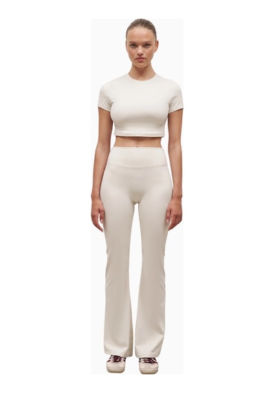 Because Of Alice Base Sculpting Flared Leggings Şekillendirici Yüksek Bel Bol Paça Kadın Tayt Krem