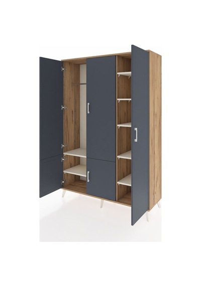Hyperion Dolap 7 Raflı 5 Kapaklı Tek Askılı 132x44x195 Çam-an... Çam