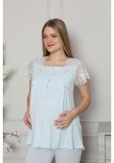 Limissi 2208 Mavi Hamile Lohusa Dantelli Pijama Tk
