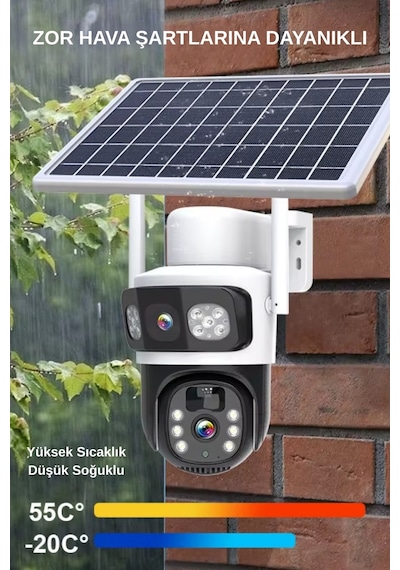 Wearfitpro Sim Kart Güneş Enerjili Kolay Kurulum Çift Lens 6mp Kamera Iç Dış Mekan Ip Camera Güvenlik Kamerası