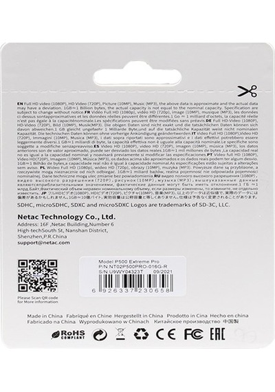 Netac 16Gb Microsdhc Hafıza Kartı V10 U1 C10 Nt02P500Pro-016G-R