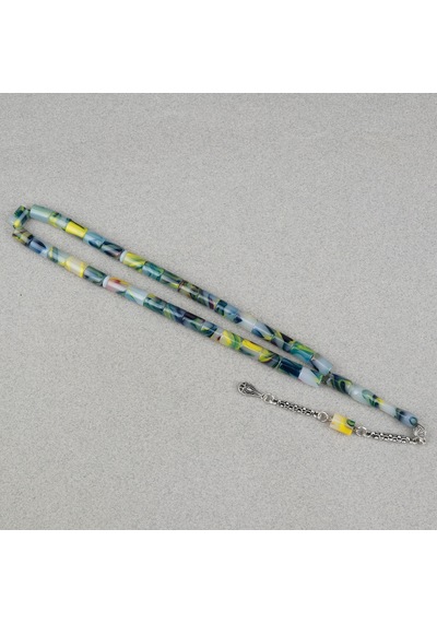 Arizona Katalin Alpaka Püskül Kesme Kesim 7x10mm Tesbih- Yeşil Beyaz