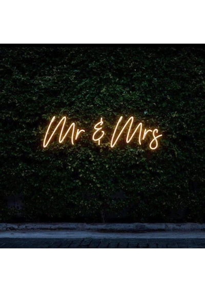 Mr & Mrs Yazılı Neon Tabela Turuncu