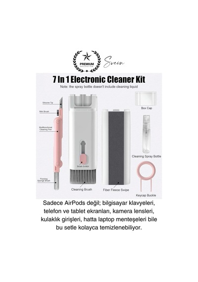 7in1 Bluetooth Kulaklık Temizleme Kalemi Klavye Telefon Tablet Elektronik Eşya Detaylı Temizlik Kiti
