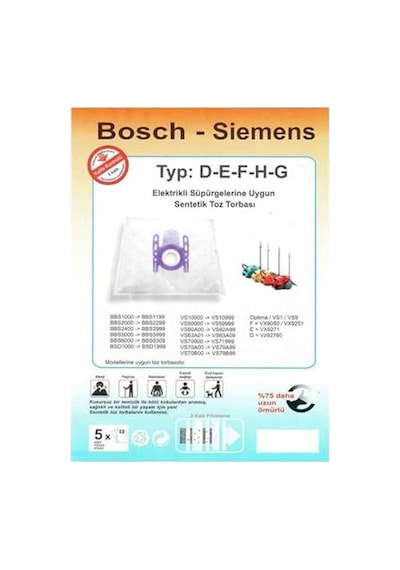 Bosch İle Uyumlu Sphera 20-21-22-26-27-28-30 Toz Torbası Bez 20 Adet