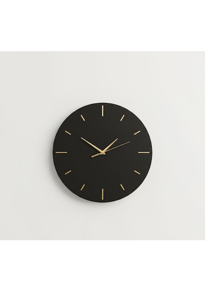 Stil Modern Duvar Saati 45 Cm Siyah-gold Siyah Gold