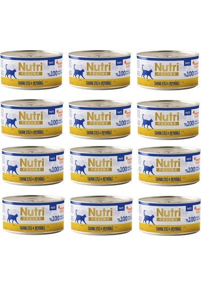 Nutri Feline Tavuk Etli Ve Peynirli Pate Tahılsız Yetişkin Kedi Maması 70 G X 12 Adet