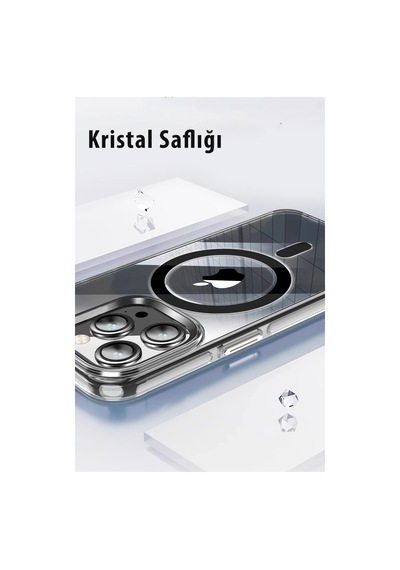 Joko Apple İphone 14 Pro Kılıf Crystal Magsafe Kapak - Siyah 0.2M-Çok Renkli