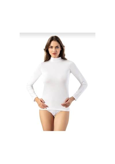 Kota 6226 Kadın Uzun Kollu Boğazlı Body Atlet Tekli beyaz