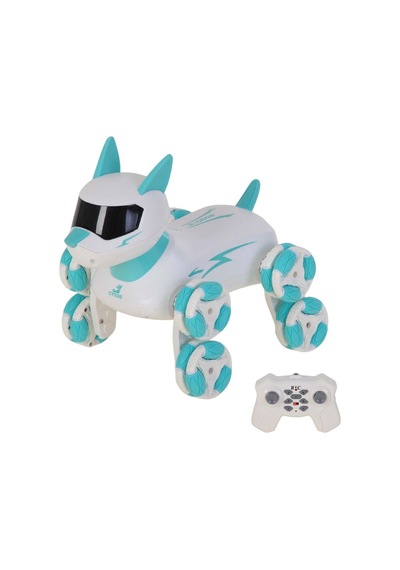 Uzaktan Kumandalı Şarjlı Mavi Beyaz Akrobatik Robot Köpek Işıklı Ve Müzikli