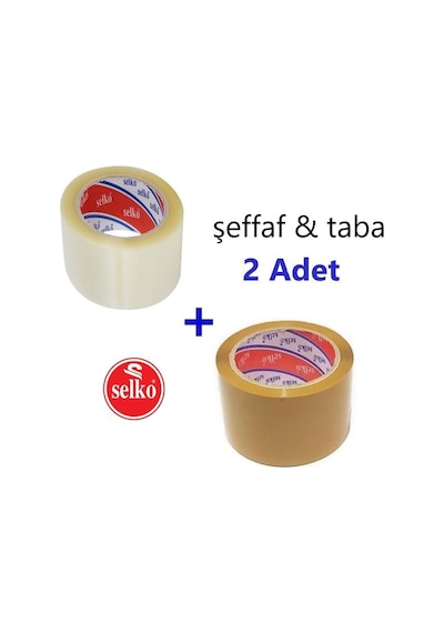 GENİŞ KOli Bandı (Taba + Şeffaf) En:66mm Metraj:66metre (2.adet)