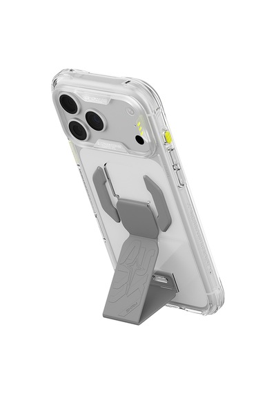 Apple Uyumlu iPhone 18 Pro Max Kılıf M-safeli Teknoloji Desenli Skinarma Helio Ce Mag Charge Standlı Kapak Şeffaf