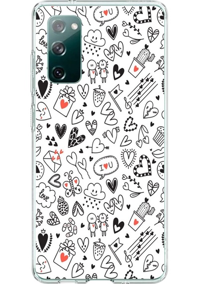 Samsung Galaxy S20 Fe Uyumlu Retro Kalp Karışık Baskılı Silikon Kılıf Renkli