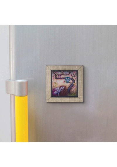 Baykuşlar Ve Kız Baskılı Mdf Magnet 7x7
