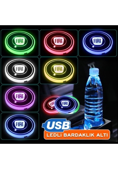 Fiat Uyumlu Ledli Bardaklık Altı Usb Sarjlı 2 Adet (507543021)