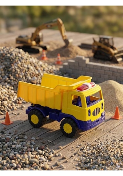 İttirmeli Damperli Kamyon 20 Cm Yükselebilen Kasalı İş Makinası Temalı Oyuncak Kamyon Çok Renkli