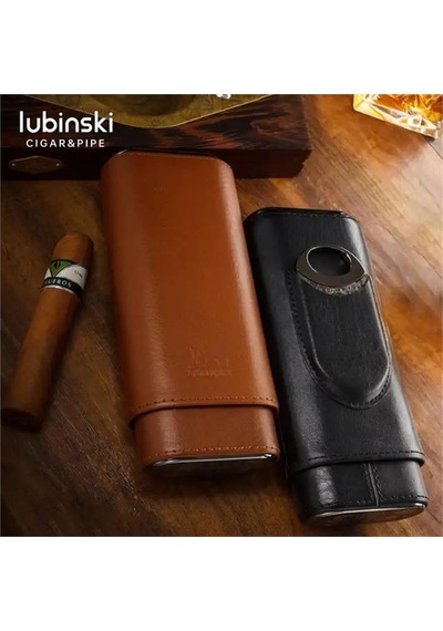 Lubinski Deri 3'lü Puro Kılıfı Kesicili Siyah 60 Ring Lb-505