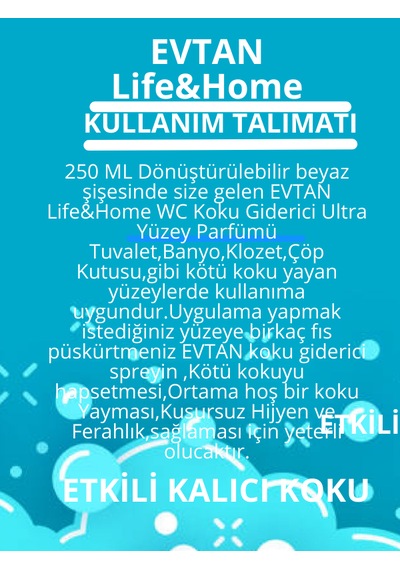 Evtan Life&home Beyaz Sabun Kokulu Wc Koku Giderici Sprey 250 Ml