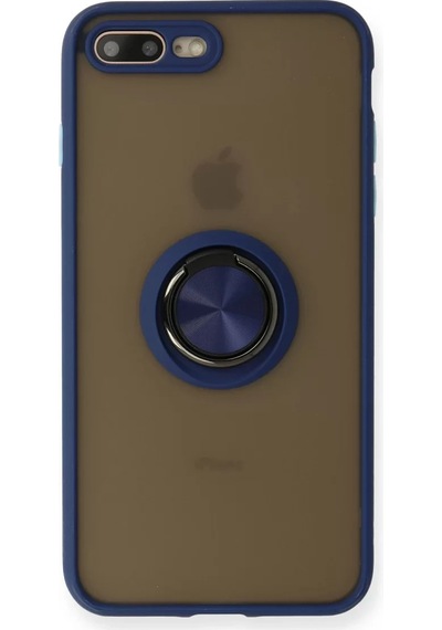 Newface Apple İphone 7 Plus Kılıf Montreal Yüzüklü Silikon Kapak - Lacivert