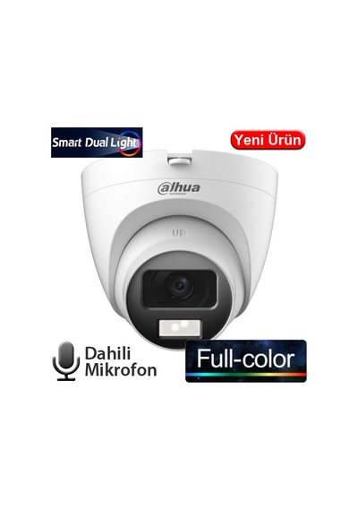 Dahua Hac-t1a21-u-ıl-a 2mp 2.8mm 4ın1 Dah. Mik. Smart Dual Led Full Color Hdcvı Dome Kam-30mt