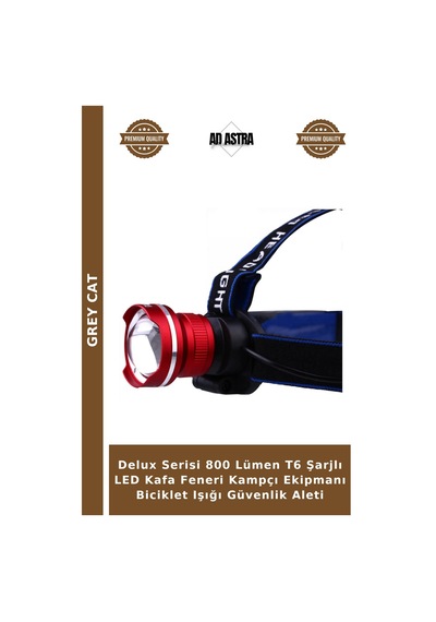 Delux Serisi 800 Lümen T6 Şarjlı Led Kafa Feneri Kampçı Ekipmanı Biciklet Işığı Güvenlik Aleti Çok Renkli