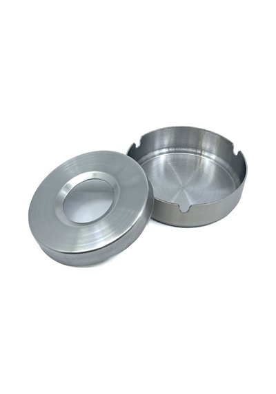 Paslanmaz Çelik Kapaklı Küllük, Ofis Ve Ev Tipi Rüzgara Dayanıklı Metal Kül Tablası, 10 Cm