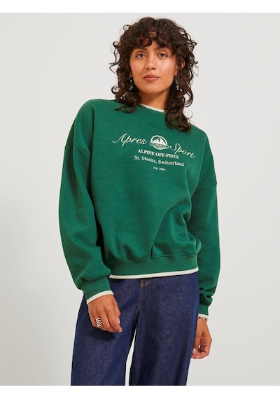 Jjxx Bisiklet Yaka Rahat Kesim Baskılı Yeşil Kadın Sweatshirt 12246744 Yeşil