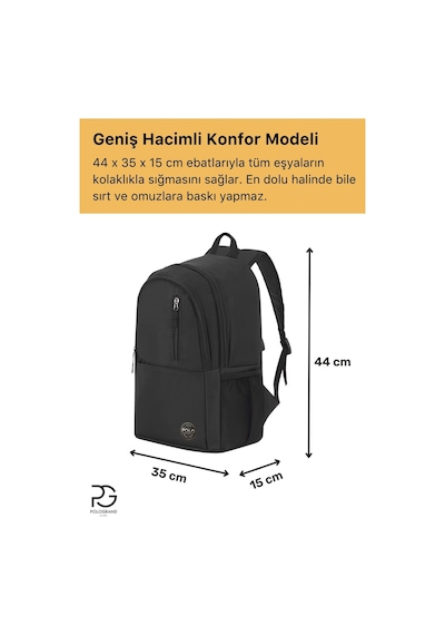 Pologrand London Orijinal Unisex Geniş Hacimli Çok Gözlü Su Geçirmez Lise Ortaokul İlkokul İçin Büyük Okul Çantası Siyah