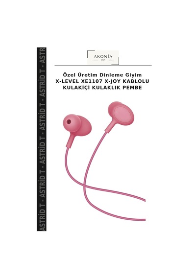 Özel Üretim Dinleme Giyim X-level Xe1107 X-joy Kablolu Kulakiçi Kulaklık Pembe