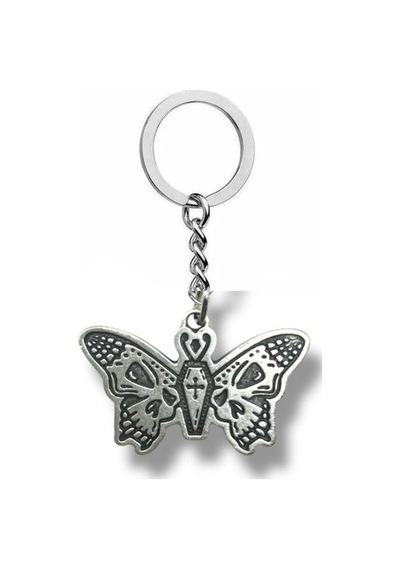 Gotik Tarz Kelebek Figürlü Unisex Anahtarlık Siyah Detaylı Butterfly Tasarım Metal Aksesuar