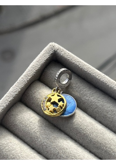 Vintage Gökyüzü Güneş Ay Gold Charm Asafaccessory Gümüş