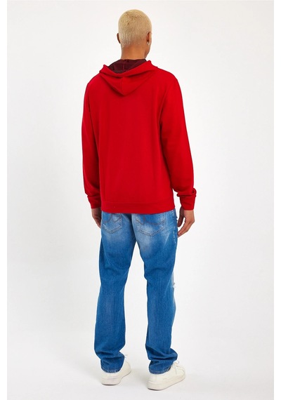 Süperlife Erkek Kapşonlu Regular Fit İnce Sweatshirt Spr 20k55 Kırmızı