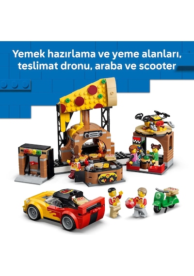 LEGO® City Araçlarla Pizza Dağıtım Deneyimi 60496 - 6 Yaş ve Üzeri Çocuklar için 4 Minifigür İçeren Oyuncak Yapım Seti (494 Parça)