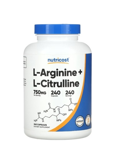 L-arginine+l-citrulline, Unflavored, 750 Mg 240 Kapsül