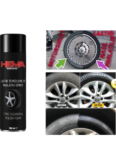 Lastik Parlatıcı Sprey Ağızlık 500ml Hema - Motosiklet/oto