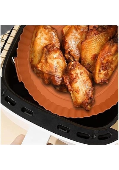 Renkli Isıya Dayanıklı Yıkanılabilir Silikon Fırın Ve Airfryer Yuvarlak Pişirme Matı 20 Cm 15x9