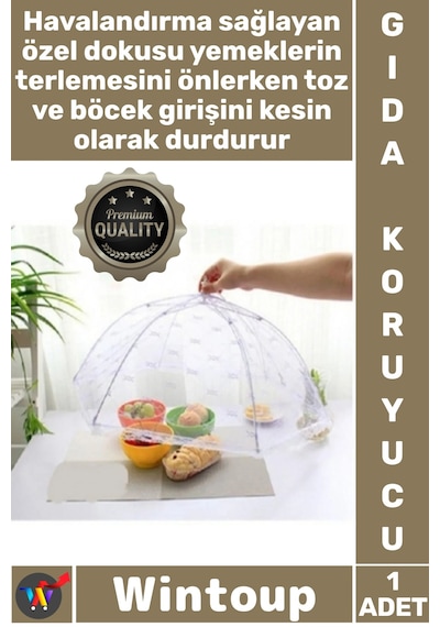 Gıdakoruyucu Katlanabilir Tül Mekanizma Piknik Bahçe Mutfak Hijyenik Pratik Yemek Koruma Şemsiyesi Çok Renkli