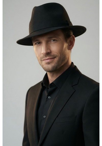 Mollycrush Erkek Siyah Fedora Şapka Klasik Takım Elbise Ve Günlük Stil Fötr Şapka Siyah