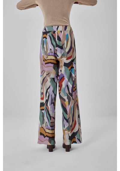 Mizalle Renkli Zebra Pantolon Çok Renkli