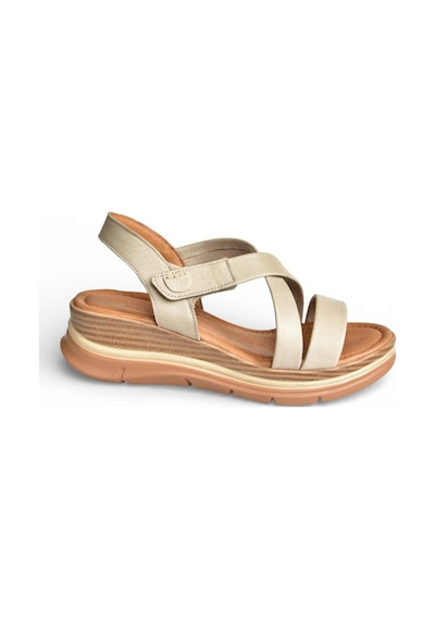 Fox Shoes Y555420203 Vizon Hakiki Deri Kadın Sandalet Vizon