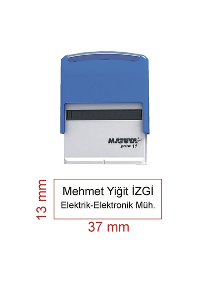 Kaşeciniz İsim Ünvan Kaşesi - Matuya 11 - Mavi Makine - Siyah Mürekkep Diğer