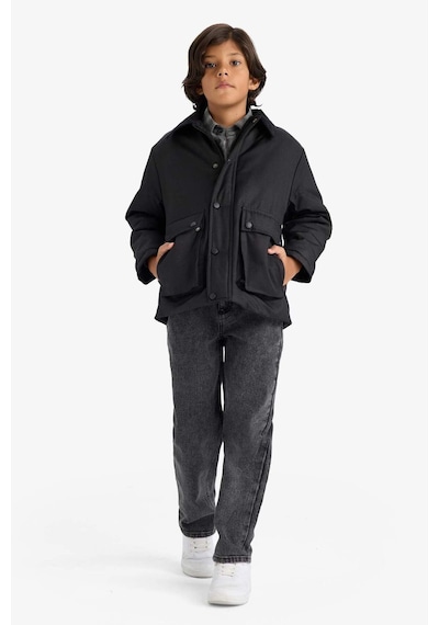 Defacto Erkek Çocuk Polo Yaka Çıtçıt Kapamalı Mont D5903a825aubk27 Siyah