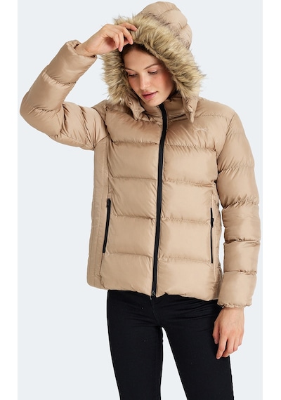 Slazenger GUEST Kadın Kapüşonlu Şişme Vizon Mont & Kaban