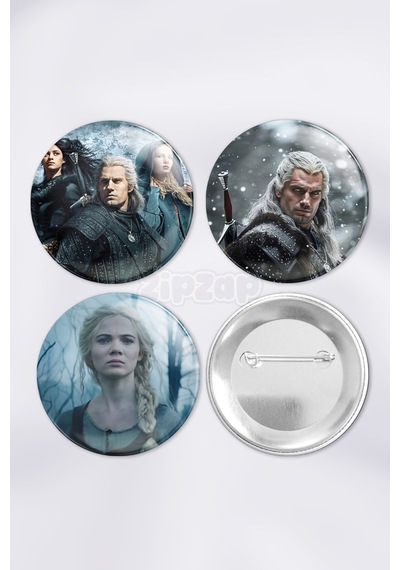The Witcher Geralt Yennefer Dizi Çanta Süsü İğneli Buton Rozet Seti 3 Adet Üçlü