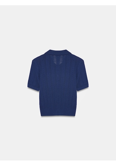 Dilvin 10781 Polo Yaka Triko Bluz-lacivert