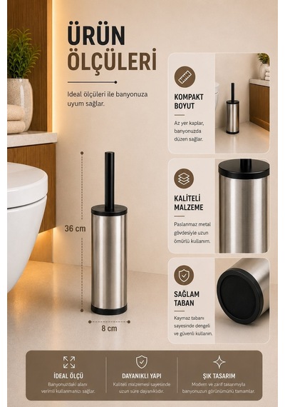 Tuvalet Fırçası Wc Klozet Fırçası Krom