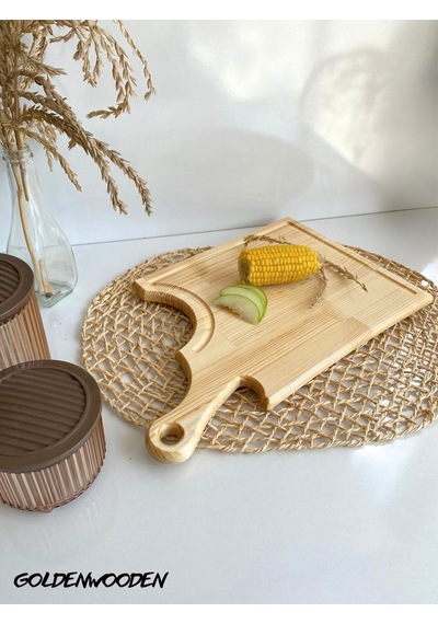 Balta Doğal Ahşap Sunum Tabağı Ahşap Sunumluk Beyaz Çam Boy:45cm En:27cm
