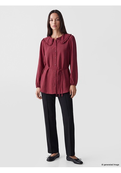 Lcw Everyday Bordo Bebe Yaka Modal Karışımlı Kadın Gömlek Tunik