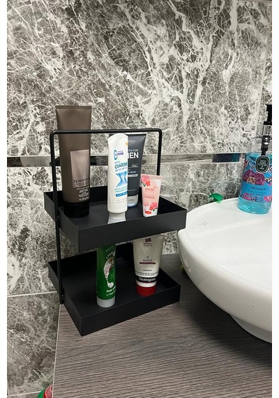 20x20 Siyah Tezgahüstü Mutfak Ve Banyo Iki Katlı Organizer Belirtilmemiş